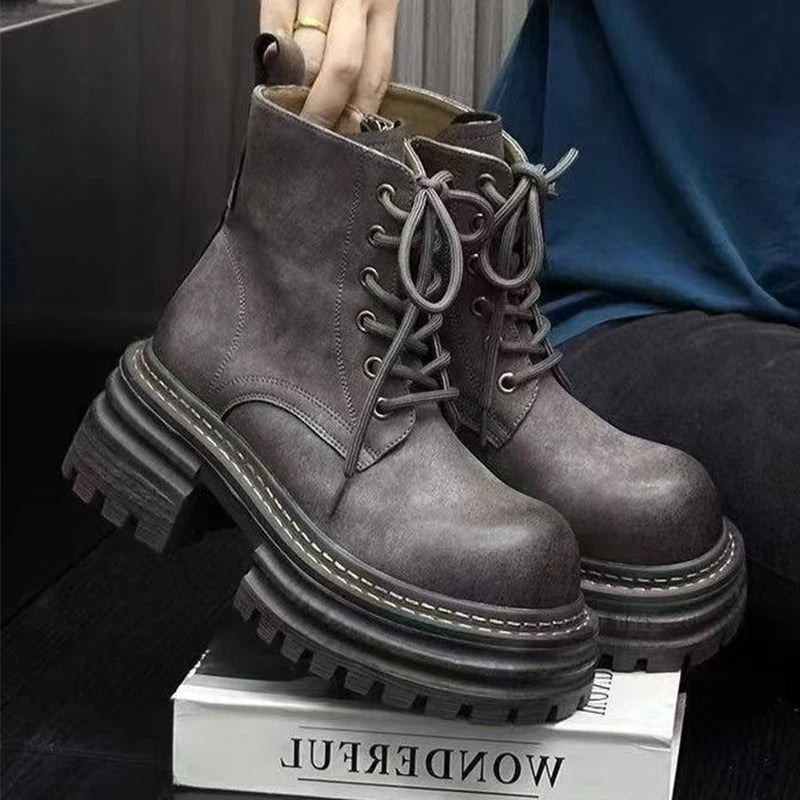 Platform Women's Ankle Boots Flats Designer Shoes Winter 2025 Fad Chelsea Boots New Walking Goth Leather Motorcycle Mujer Botas boots_platform