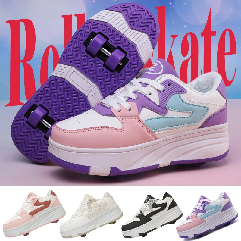 Children's Outdoor Sports Roller Skates Shoes Single Row Wheel kids Sliding Shoes four-Wheel for boys and grils kids_shoes