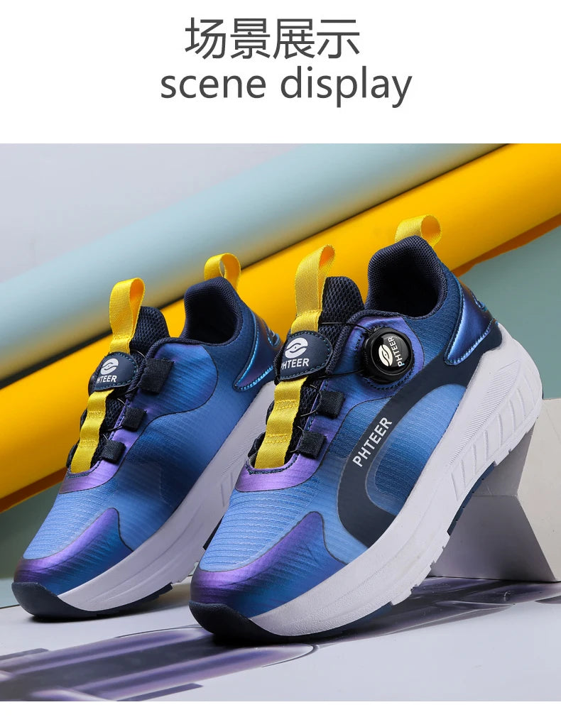 Fashion 4-wheel roller skates sneakers for students children outdoor wheel shoes Multifunctional sports shoes kids_shoes