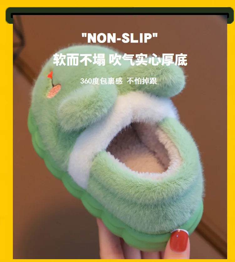 Children's Cotton Slippers Boys Girls Anti Slip Warm Slippers Fashion Cute Cartoon Cotton Shoes Baby Winter Indoor Home Shoes kids_shoes