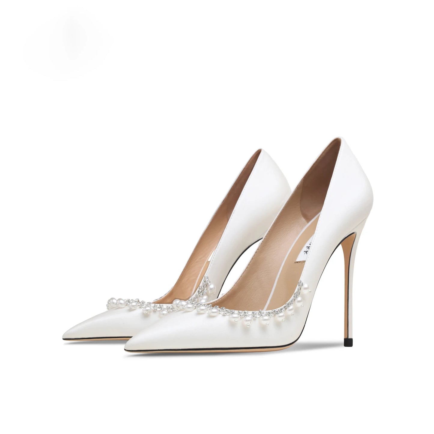 Genuine Leather Black Pearl Buckle High Heels For Women 2024 New Style Stiletto Pointed Shallow Mouth Dress Banquet Satin Pumps heels_stiletto