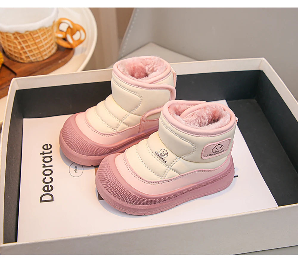 2025 New Winter Plush Snow Boots for Children Thick Warm Boy's Girl's Cotton Shoes Waterproof Kid's Winter Boots Velvet Shoe