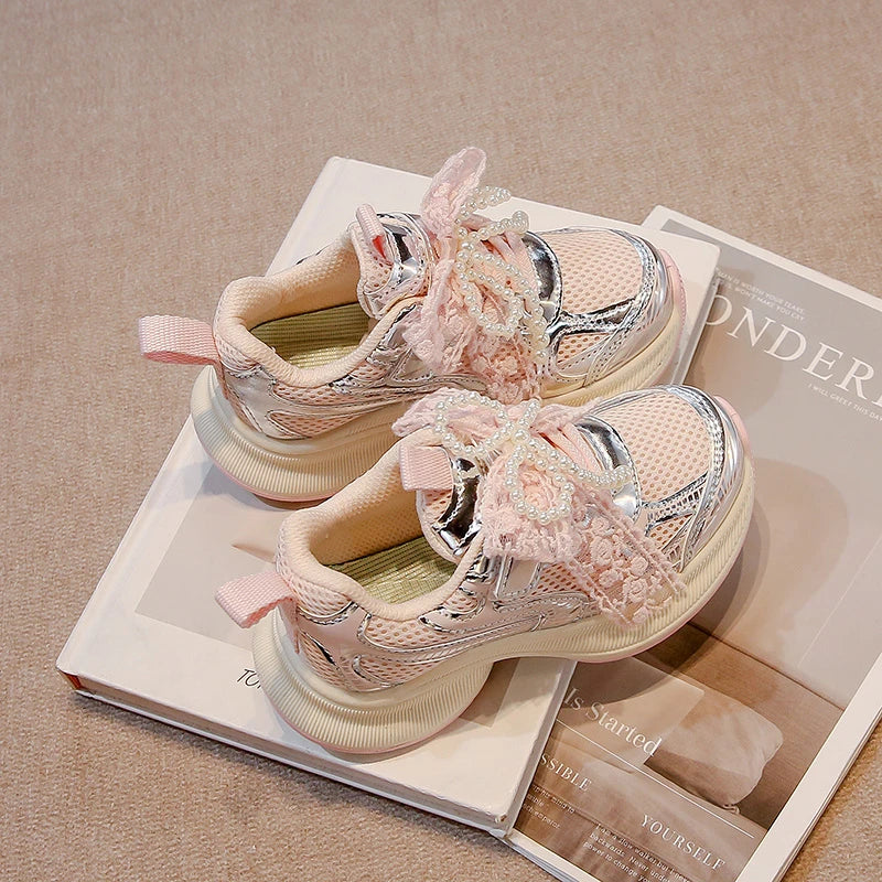 Girls Sports Shoes Spring Autumn Pink Breathable Girls Casual Shoes 3-18 Years Old Beige Soft Non-slip Children's Single Shoes kids_shoes