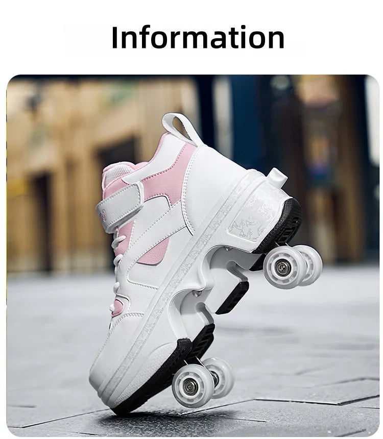 Girls Pink Roller Skate Shoes Sneakers With Wheels Children Rollerskates Fashion Outdoor Sports Shoes Girls Gifts kids_shoes