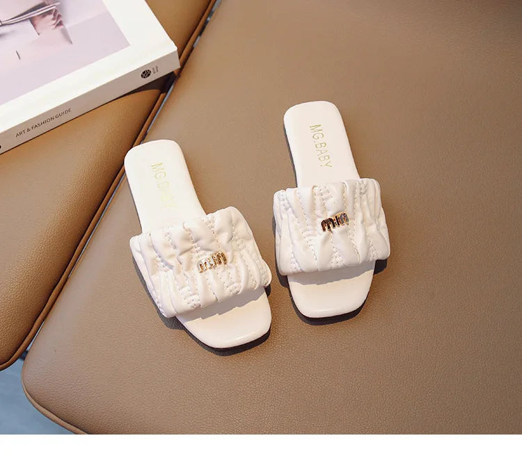 Summer Children's Shoes 2026 Children's flip-flops Women's Treasure candy-colored Princess flip-flops Girls' square toe slippers kids_shoes