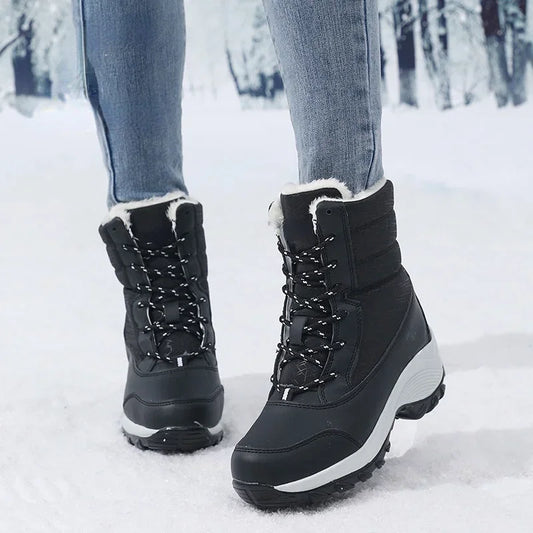 Snow Boots Women Platform Boots Non-slip Women Winter Shoes Fur Warm Ankle Boots for Women Wedges Waterproof Thigh High sneakers_platform