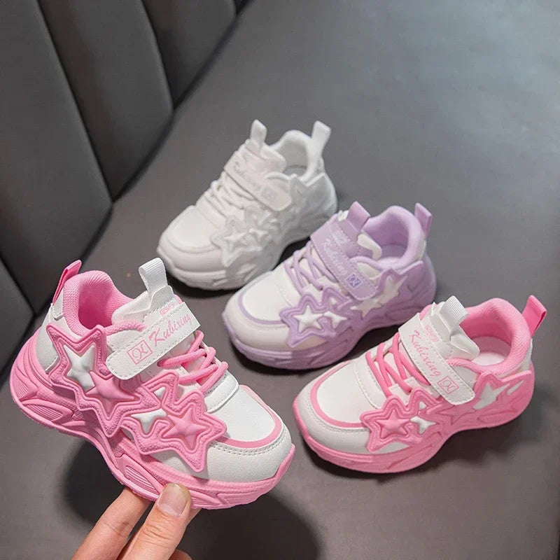 Children Casual Shoes for Girls Fashion Classic with Stars Girls Sports Running Sneakers Breathable PU + Rubber Anti-skid Soft kids_shoes