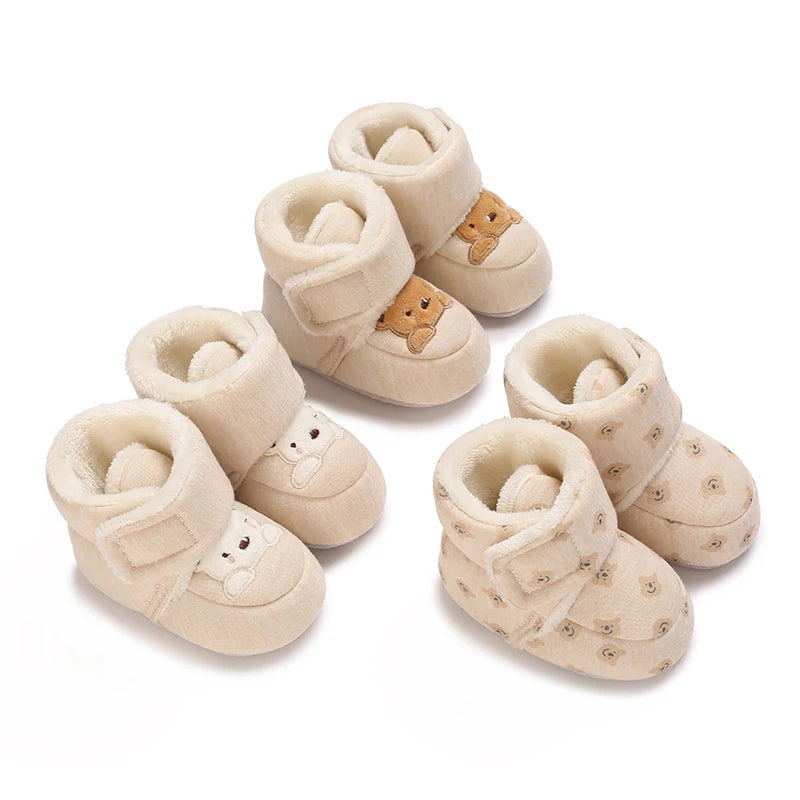 Winter Newborn Boys and Girls Cute Cartoon Cotton Shoes with Soft Sole and Warm Boots Preschool Walking Shoes  Winter Newborn kids_shoes