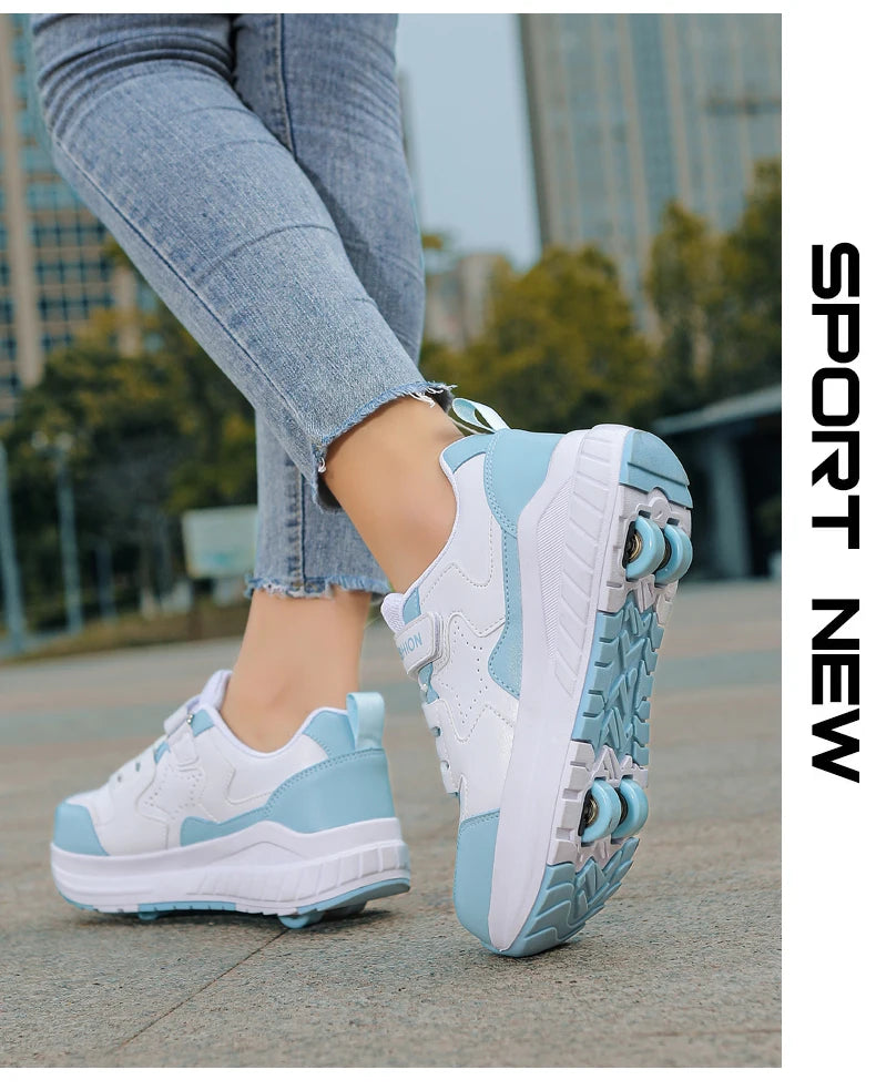 Kids Roller Skate Shoes Fashion Casual Sports Children 4-Wheels Sneakers for Boys and Girls Gift Nice Footwear kids_shoes