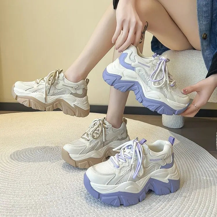 Lightweight sports running shoes for women 2024 spring new mesh campus style Forrest Gump daddy all-match casual trendy shoes sneakers_platform