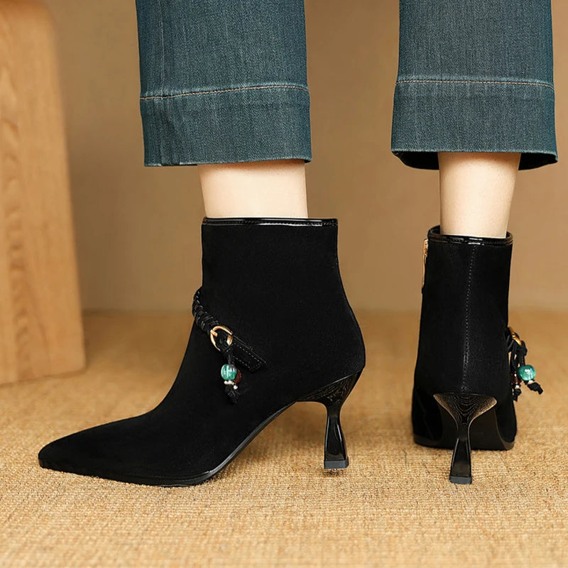 Pointed Toe Women's Ankle Boots High Heels Fashion Dress Shoes Designer Luxury Winter Boots 2025 New Elegant Pumps Mujer Botas boots_highheel