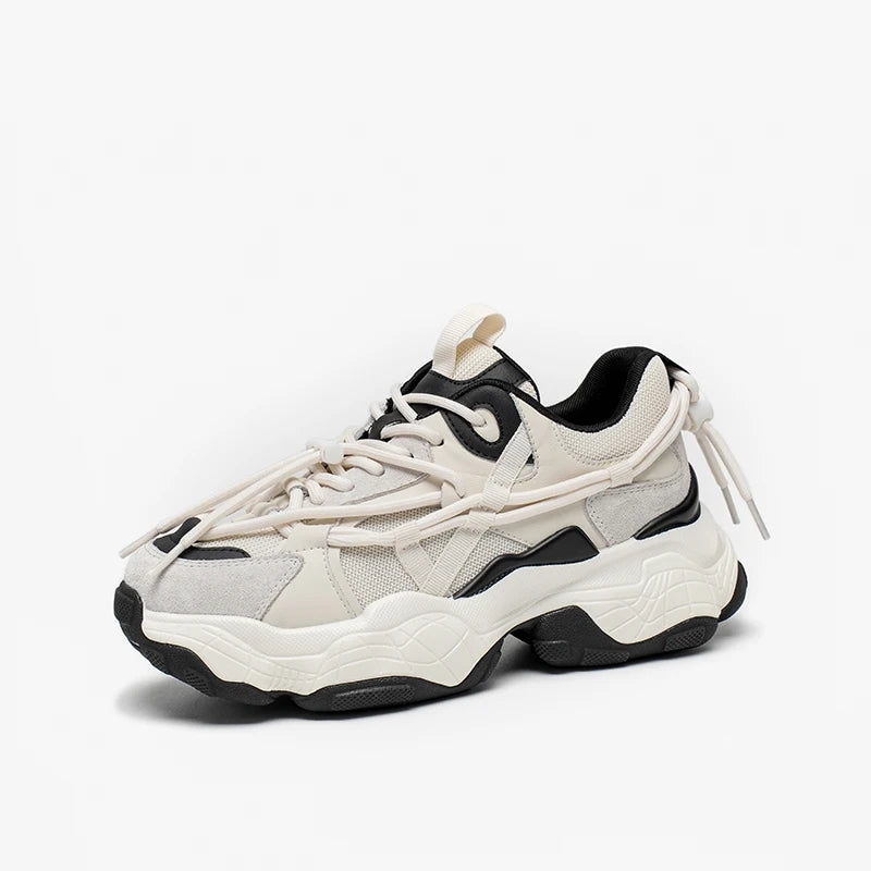 BEAUTODAY Chunky Sneakers Women Mesh Mixed Color Lace Up Trend Autumn Casual Sports Running Thick Heel Shoes Female 29A08 sneakers_platform