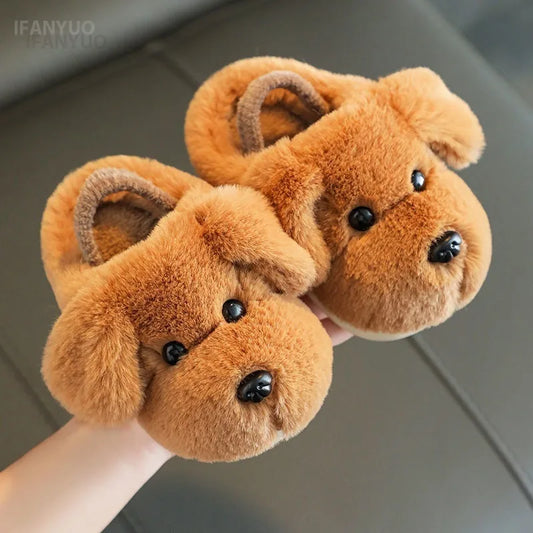 Children's Cotton Slippers for Boys Aged 1-5 Years Old Cute Cartoon Girls' Slippers Infants and Young Children Autumn and Winter kids_shoes