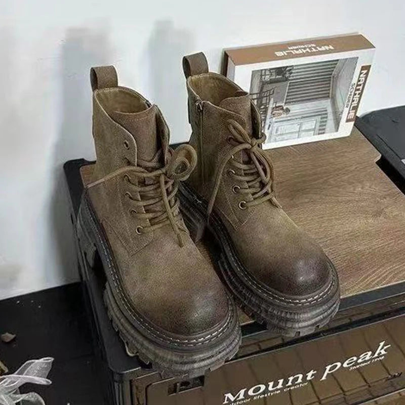 Platform Women's Ankle Boots Flats Designer Shoes Winter 2025 Fad Chelsea Boots New Walking Goth Leather Motorcycle Mujer Botas boots_platform