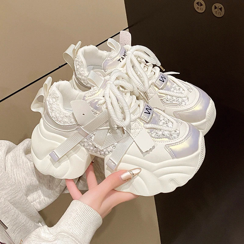 7CM Fashion Spring Autumn Sneakers Women Lace Up Chunky Platform Sports Dad Shoes Woman Comfort Casual Shoes Zapatillas Mujer sneakers_platform