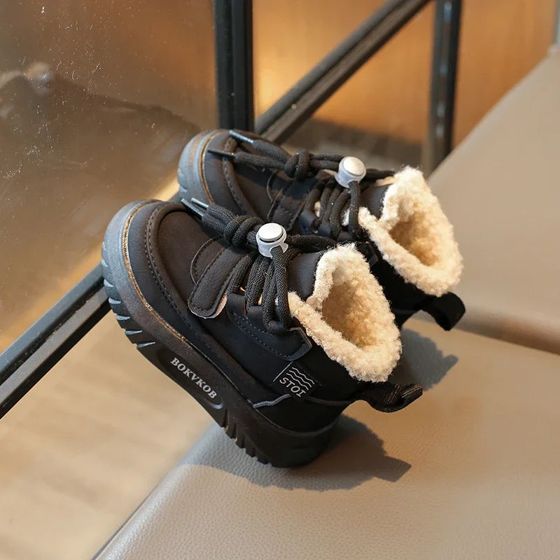 2024 Children Casual Shoes for Girls Boys Winter New Fashion Korean Style Soft Bottom Anti-slippery Versatile Plush Warm Boots kids_shoes