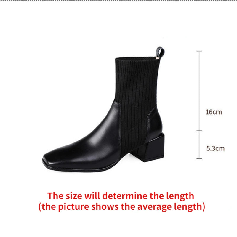 2026 Autumn Winter New Ankle Socks Shoes Women Fashion Large Size 43 Knitted Short Boots Women Slip On High Heels Botas De Mujer boots_highheel
