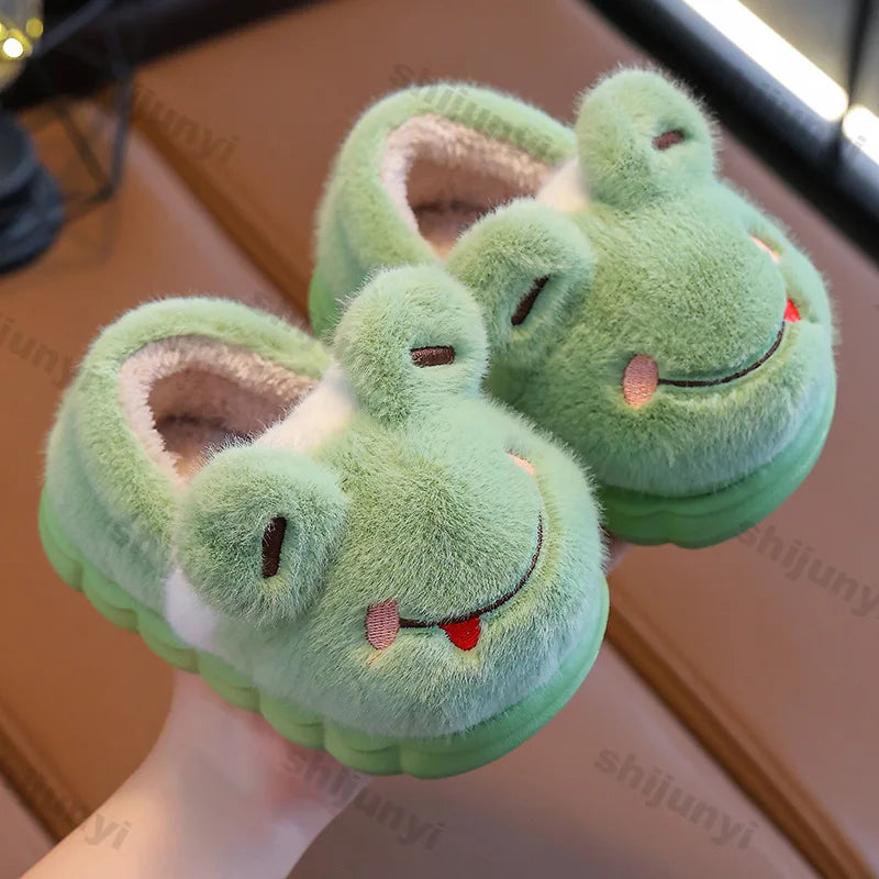 Children's Cotton Slippers Boys Girls Anti Slip Warm Slippers Fashion Cute Cartoon Cotton Shoes Baby Winter Indoor Home Shoes kids_shoes