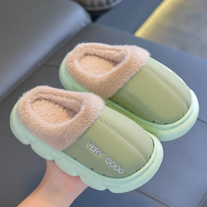 Children Cotton Shoes Britain Style Kids Classic Slippers Solid Color Sewing Plush Warm Winter Boys Girls Fashion Slippers kids_shoes