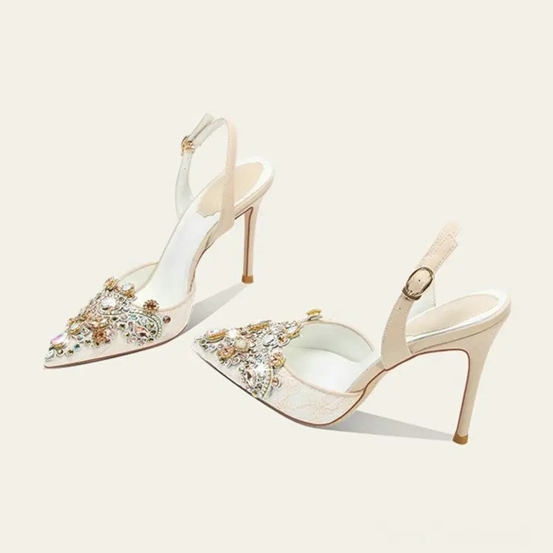 2025 New Baotou Fairy Wind Sandals Female Diamond-Pointed High Heels With Wedding Shoes Sexy Bridesmaid Shoes heels_bridal