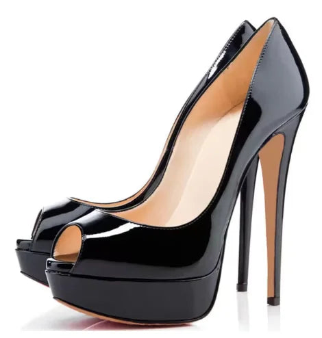 Women's Sexy Peep Toe Platform Stiletto Slip on Super High Heel Pumps Party Dress Wedding Shoes 14cm Big Size