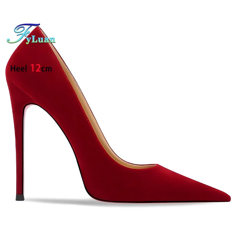Wine Red High Heels 12cm 10cm 8cm Women Shoes Thin Heels Pointed Head Ladies Pumps Shallow Mouth Stiletto Party Large Size Shoes heels_stiletto