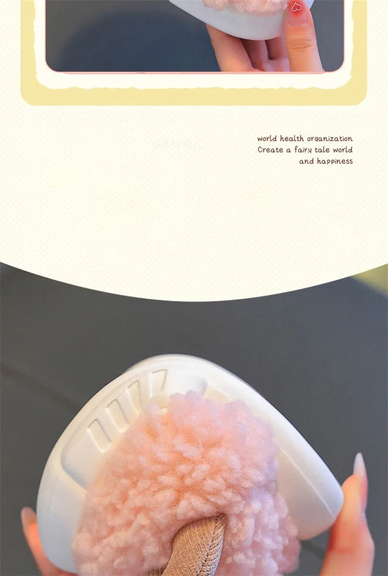 Winter Children Cotton Slippers Boys Girls Warm Anti Slip Home Slipper Fashion Cute Cartoon Alpaca Kids Parent-Child Plush Shoes kids_shoes