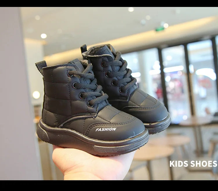 Winter Elegant Children Snow Boots Boys Girls Soft Warm Short Boot with Thick Fur Little Kids Cotton Shoes Cute Baby Boot H08104 kids_shoes