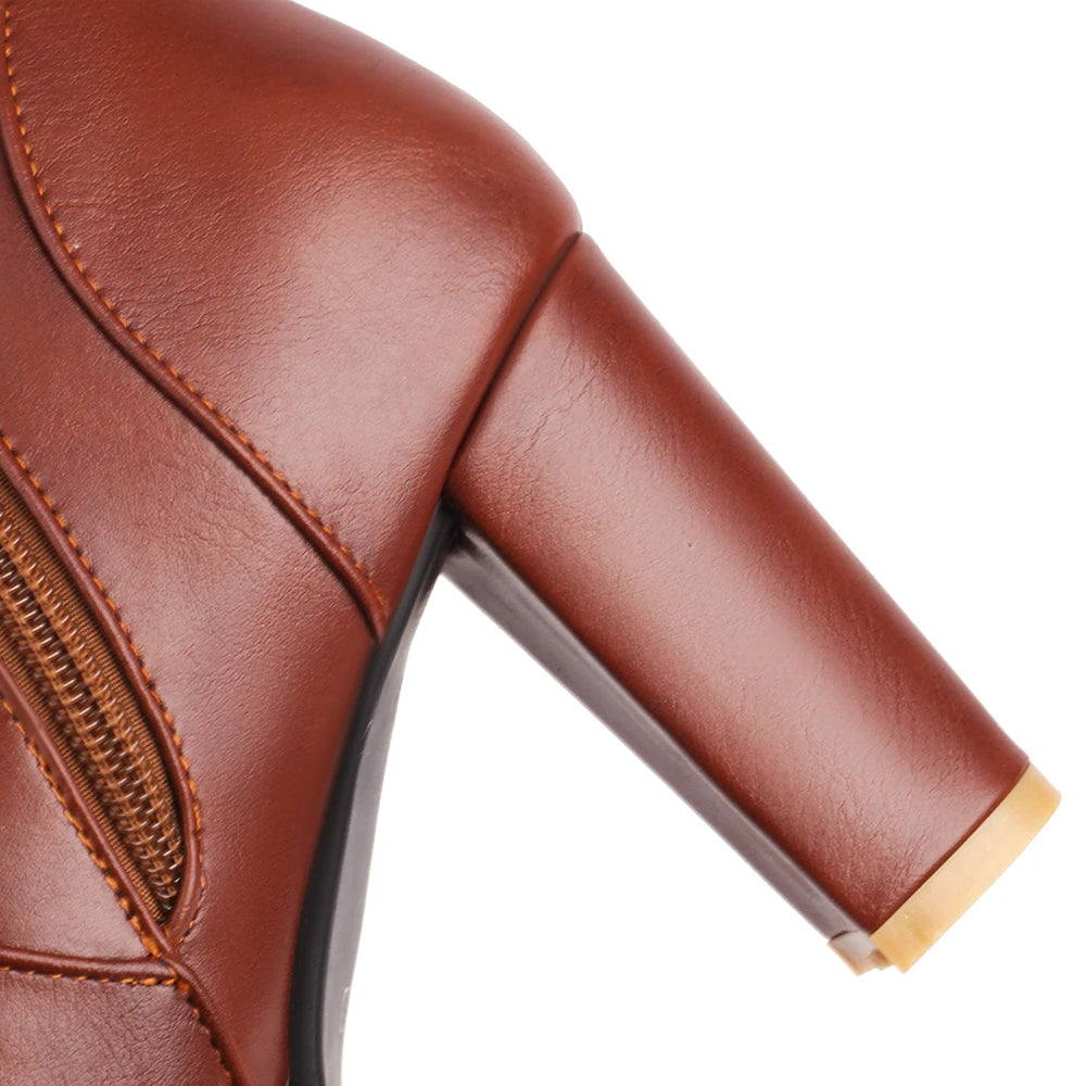 Beige Ankle Boots Women Platform Shoes Fashion Buckle High Heels Red Black Autumn Winter Women's Short Boot Size 40 41 Free Ship boots_platform