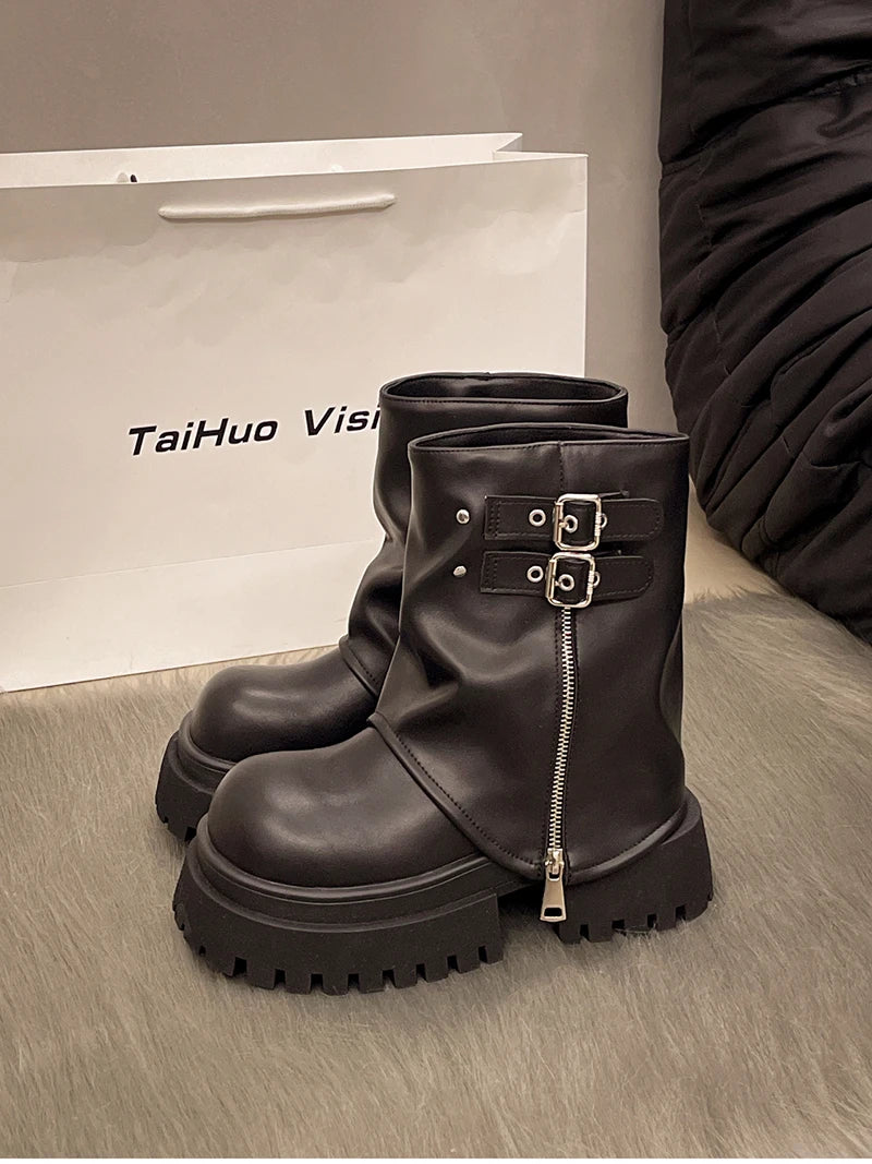 Designer Women Trouser Legs Short Boots Female Platform Thick Bottom Knight Booties Autumn Winter Shoes boots_platform