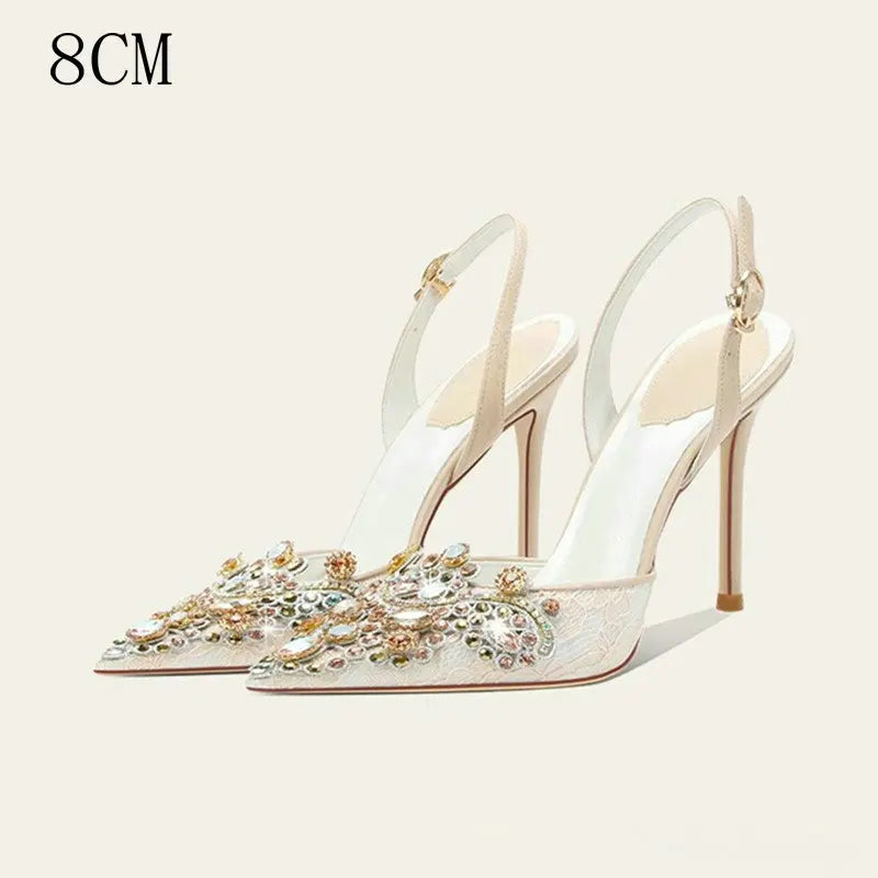 2025 New Baotou Fairy Wind Sandals Female Diamond-Pointed High Heels With Wedding Shoes Sexy Bridesmaid Shoes heels_bridal