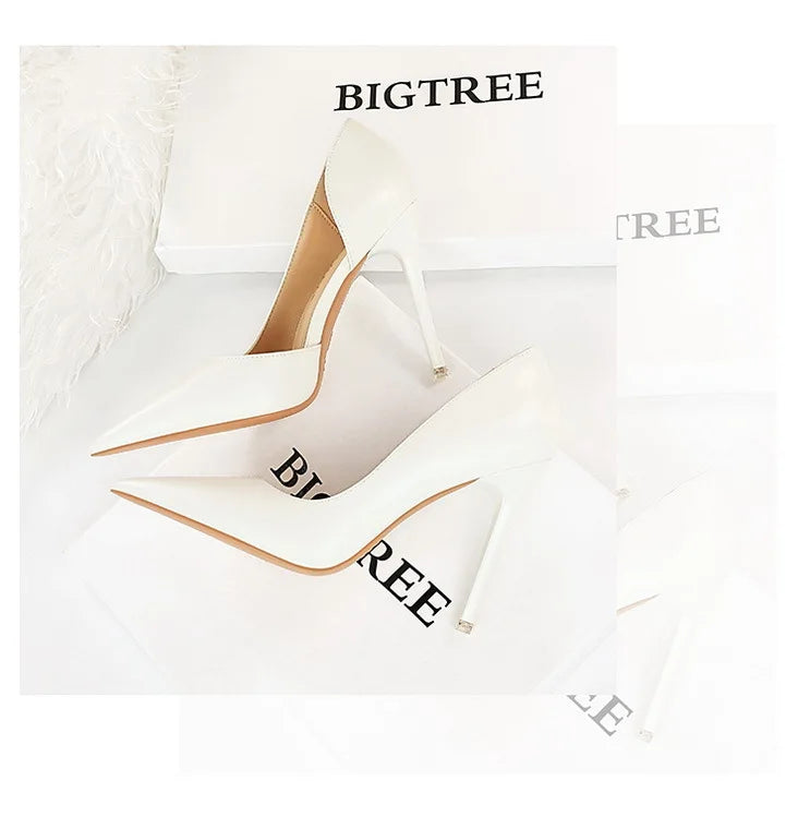 BIGTREE Shoes Black Women Pumps Quality Leather Women Shoes High Heels Fashion Wedding Shoes Stiletto Luxurious Elegant Pumps heels_stiletto