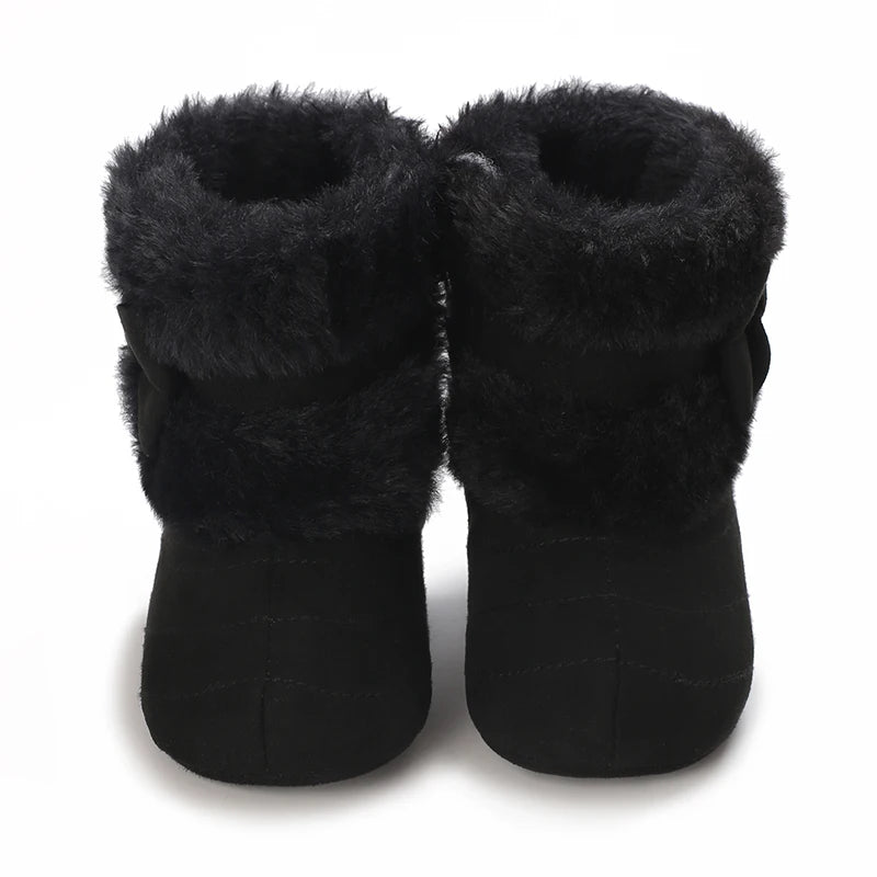 0-18M baby shoes Girls winter plush comfort snow boots cute bow cotton shoes baby soft soled non-slip toddler shoes kids_shoes