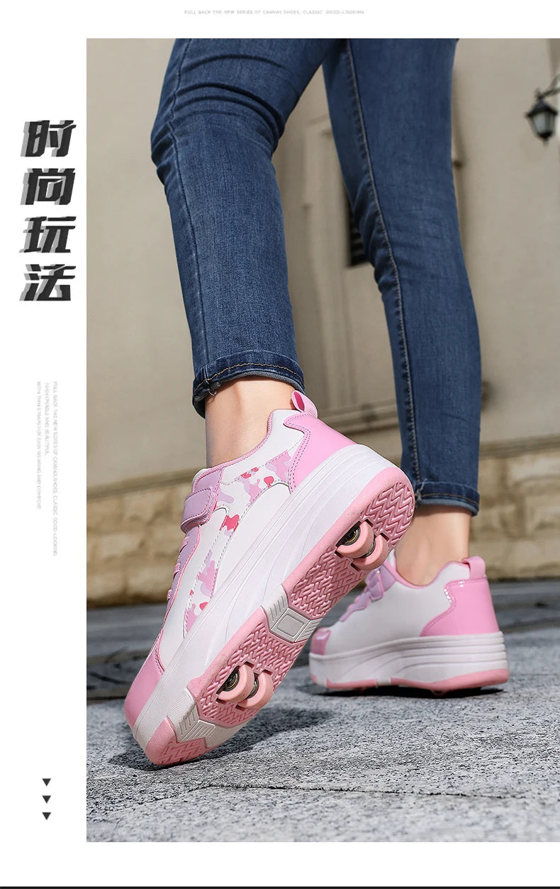 Roller Skate Shoes Kids Snickers With Wheels Children Rollerskates Fashion Outdoor Sports Shoes Girls Boys Gifts For  kids_shoes