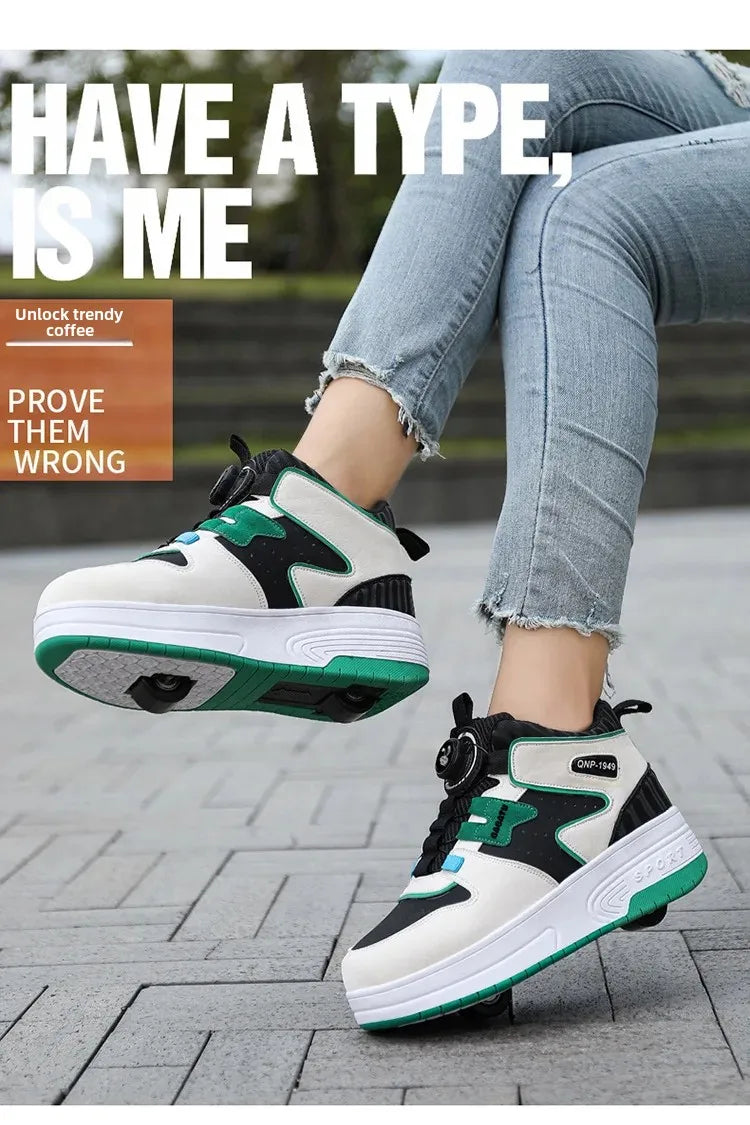 Children's Roller Skates Student Quad-Wheel Skates Women's Double-Wheel Deforming Boys' Inline Skates Cross-Border Supply Shoes kids_shoes