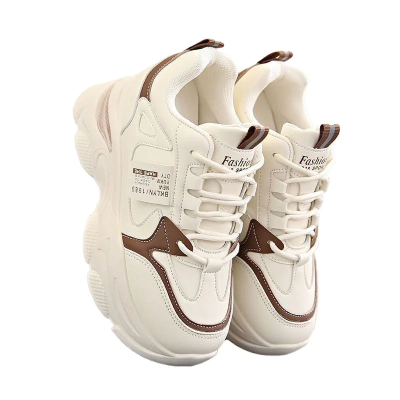 Women Thick Bottom Ultra-light Sneakers New Spring Autumn White Sports Shoes Casual Woman Comfort Breathable Running Shoes sneakers_platform