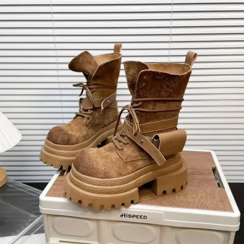 Flats Platform Women Ankle Boots Sport Lace Up Shoes Winter Snow Boots 2025 Trend Walking Running Shoes New Mujer Chelsea Boots boots_platform