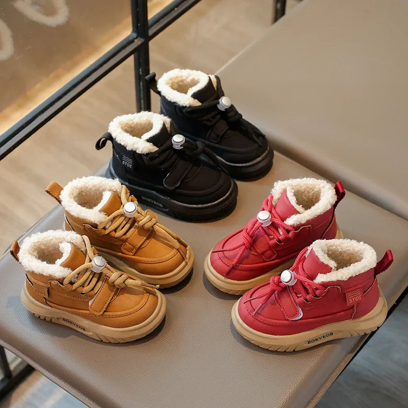 2024 Children Casual Shoes for Girls Boys Winter New Fashion Korean Style Soft Bottom Anti-slippery Versatile Plush Warm Boots kids_shoes