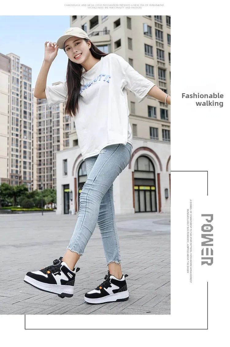 Children's Roller Skates Student Quad-Wheel Skates Women's Double-Wheel Deforming Boys' Inline Skates Cross-Border Supply Shoes kids_shoes