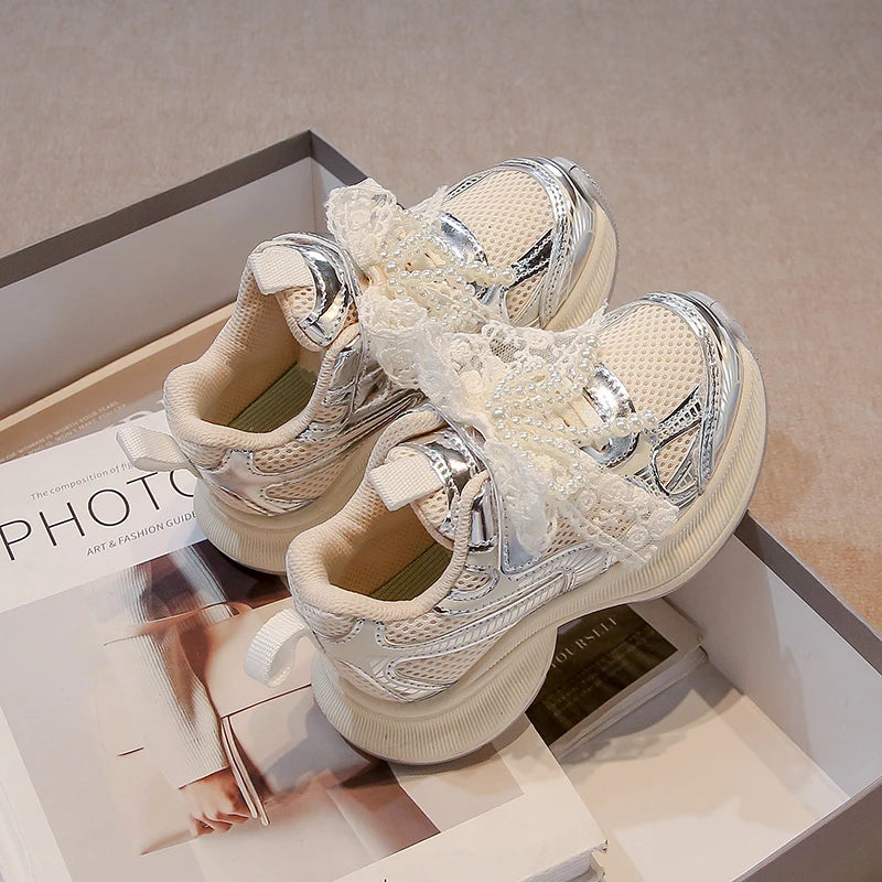 Girls Sports Shoes Spring Autumn Pink Breathable Girls Casual Shoes 3-18 Years Old Beige Soft Non-slip Children's Single Shoes kids_shoes