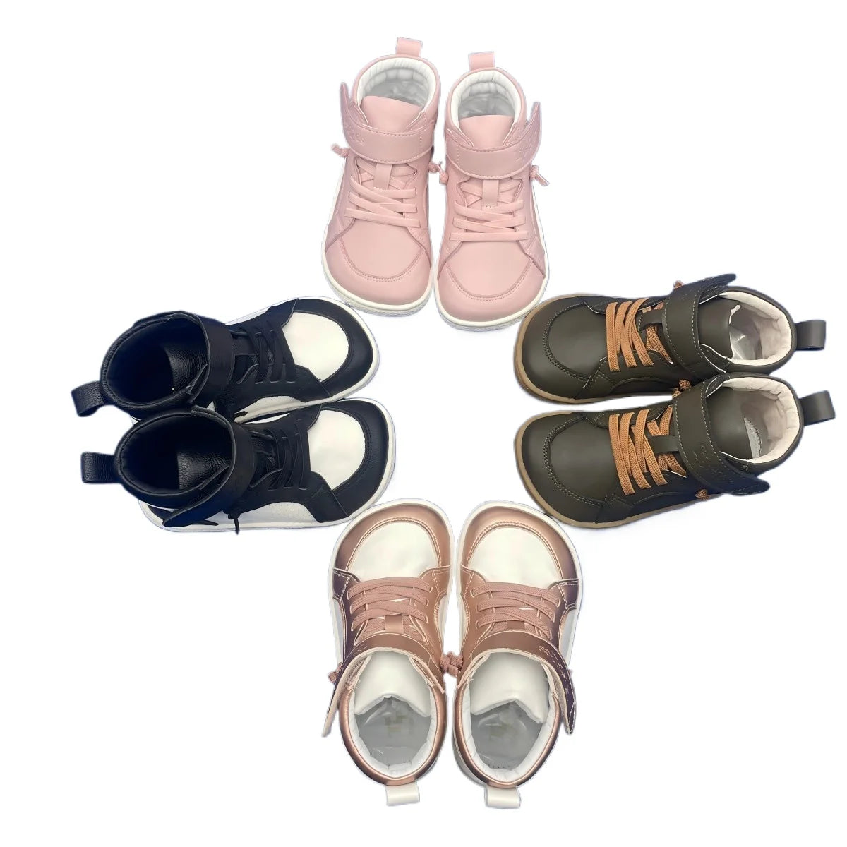 Tipsietoes Autumn Spring Genuine Leather Boots For Girls Boys Kids Barefoot Sneaker Leather Linning Light Weight Elastic Strape kids_shoes