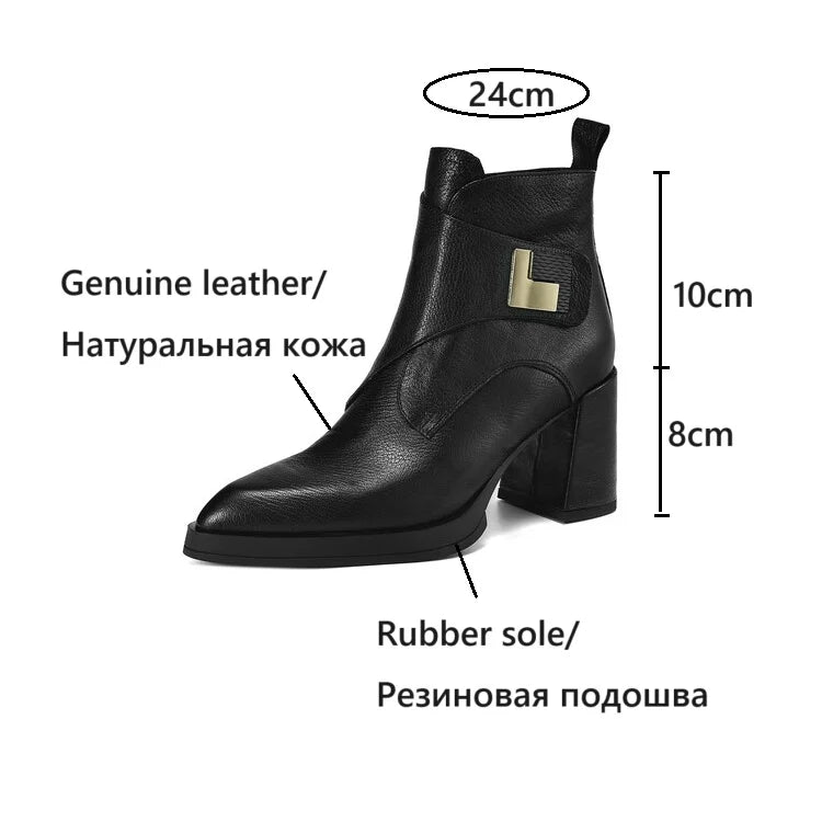 NEW Autumn/Winter Women Boots Genuine Leather Shoes for Women Pointed Toe Chunky Heel Shoe High Heel Modern Boots Platform Shoes boots_platform