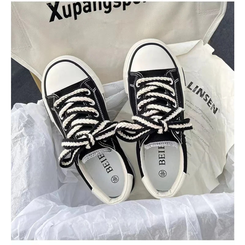2023 New Spring Platform Vulcanized Shoes Fashion Women Canvas Shoe Casual Flat Sneakers Female Comfort Sneaker Zapatos Mujer sneakers_platform
