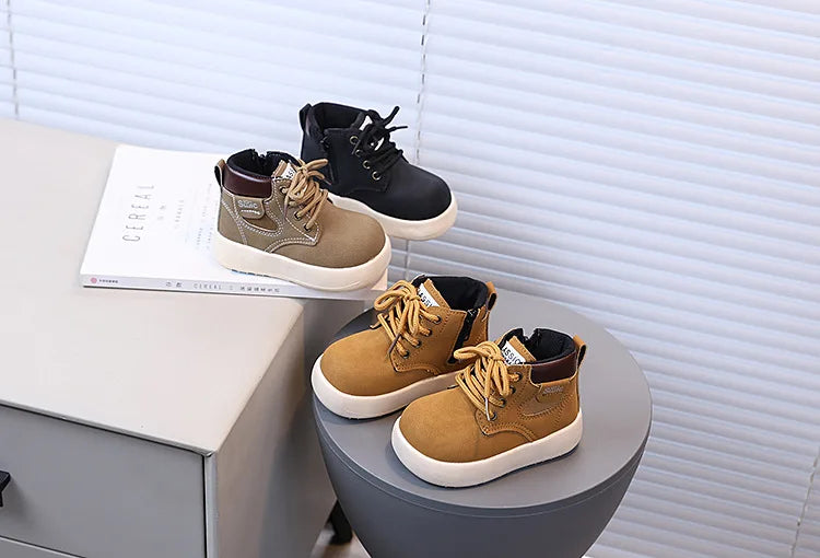 Children Fashion Boots with Side Zipper Kids Ankle Boots Korean Style 2025 Autumn Winter Boys Girls Short Boots Unisex Versatile kids_shoes