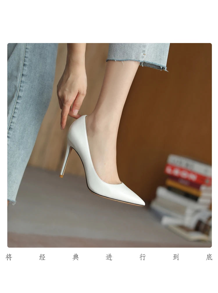brown light Heels for women luxury Spring High Heels Shoes Stiletto Pointed Toe Pumps Leather Ladies Prom Party Shoes Women heels_stiletto