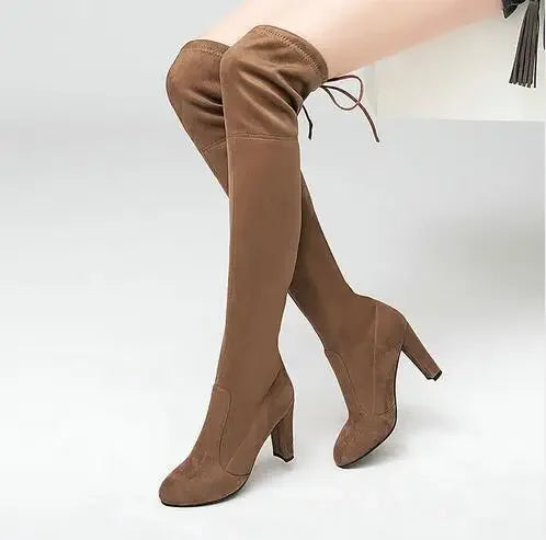 Botas Mujer Invierno In Over The Knee Women Boots Stretch Fabrics High Heel Slip on Shoes Pointed Toe Long Botte Femme 2026 boots_highheel