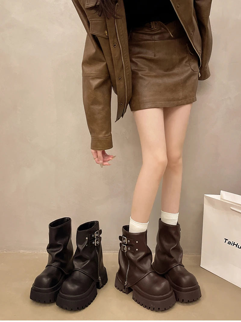 Designer Women Trouser Legs Short Boots Female Platform Thick Bottom Knight Booties Autumn Winter Shoes boots_platform