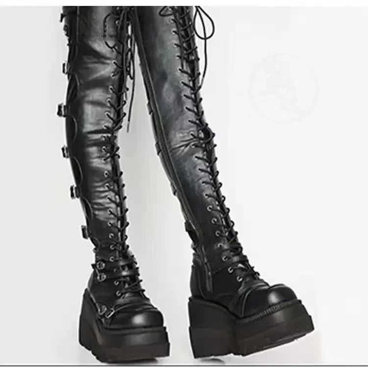 Wedges Long Boots for Women Autumn Winter Over-the-knee Boots Cosplay High Platform Women Boots New High Heel Gothic Botas Altas boots_platform