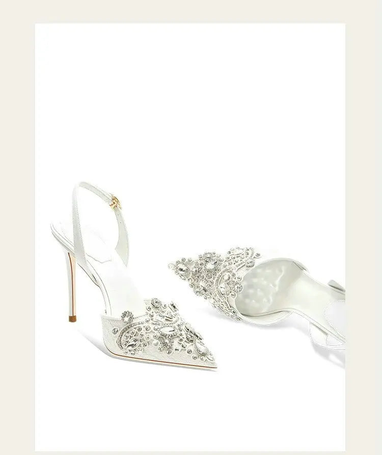 2025 New Baotou Fairy Wind Sandals Female Diamond-Pointed High Heels With Wedding Shoes Sexy Bridesmaid Shoes heels_bridal