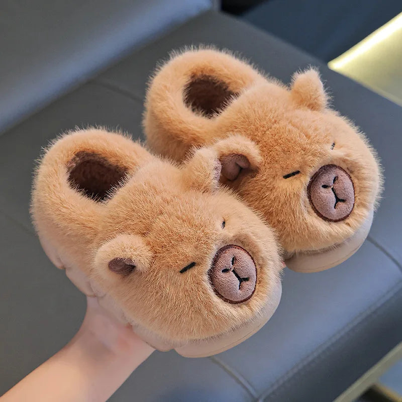 Capybara Children's Winter Cotton Slippers New Boys Girls Cartoon House Slippers Non Slip Comfortable Soft Sole Plush Slippers kids_shoes